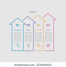 Infographic 4 step or process template design vector business with Arrow and line for company presentation 