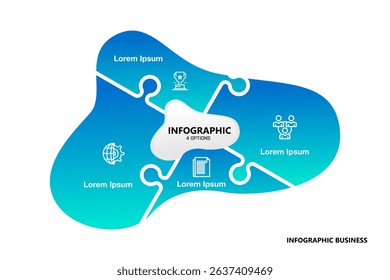 infographic 4 step with shape puzzle for presentation business and website. vector eps