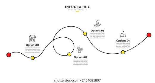 Infographic 4 Step timeline journey, calendar Flat simple infographics design template. presentation Business concept with 4 options, vector illustration.