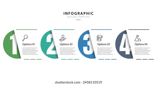 Infografía Viaje en línea de tiempo de 4 pasos, calendario Plantilla de diseño de infografías simples planas. presentación Concepto de negocio con 4 opciones, Ilustración vectorial.