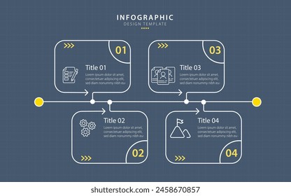 Infographic 4 Step timeline journey, calendar Flat simple infographics design template. presentation Business concept with 4 options, vector illustration.