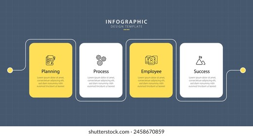 Infographic 4 Step timeline journey, calendar Flat simple infographics design template. presentation Business concept with 4 options, vector illustration.