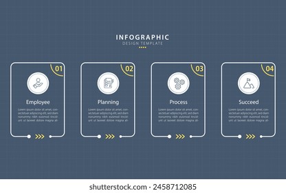 Infografía Viaje en línea de tiempo de 4 pasos, calendario Plantilla de diseño de infografías simples planas. presentación Concepto de negocio con 4 opciones, Ilustración vectorial.