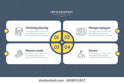 Infografía Viaje en línea de tiempo de 4 pasos, calendario Plantilla de diseño de infografías simples planas. presentación Concepto de negocio con 4 opciones, Ilustración vectorial.