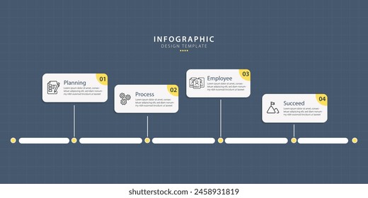 Infographic 4 Step timeline journey, calendar Flat simple infographics design template. presentation Business concept with 4 options, vector illustration.