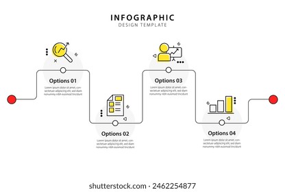 Infographic 4 Step timeline journey, calendar Flat simple infographics design template. presentation Business concept with 4 options, vector illustration.