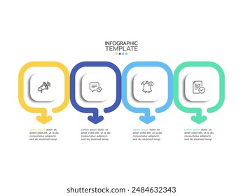 Infographic 4 step timeline journey, Timeline flat simple infographics design template. presentation graph. Business concept with 4 options, vector illustration.
