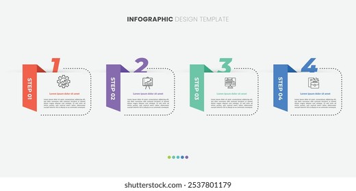 Infographic 4 Step timeline journey, calendar Flat simple infographics design template. presentation graph