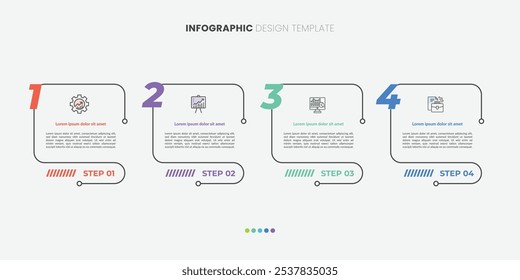 Infographic 4 Step timeline journey, calendar Flat simple infographics design template. presentation graph