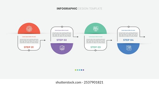 Infographic 4 Step timeline journey, calendar Flat simple infographics design template. presentation graph