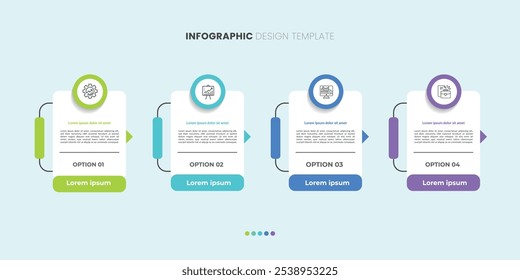 Infographic 4 Step timeline journey, calendar Flat simple infographics design template. presentation graph