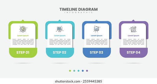 infographic 4 Step timeline journey, calendar Flat simple infographics design template. presentation graph. Business concept with 4 options