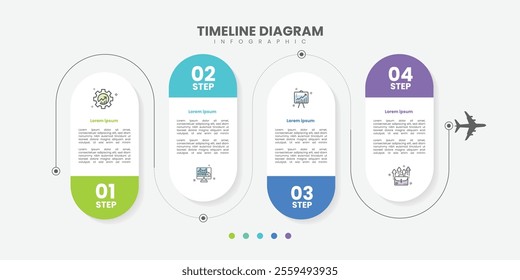 infographic 4 Step timeline journey, calendar Flat simple infographics design template. presentation graph. Business concept with 4 options