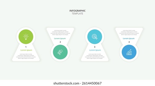 Infographic 4 Step timeline journey. Presentation graph, flat simple infographics design template. Clean timeline infographic design template with 4 options. Vector for presentation