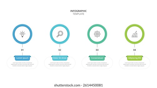 Infographic 4 Step timeline journey. Presentation graph, flat simple infographics design template. Clean timeline infographic design template with 4 options. Vector for presentation