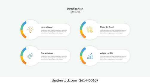 Infographic 4 Step timeline journey. Presentation graph, flat simple infographics design template. Clean timeline infographic design template with 4 options. Vector for presentation