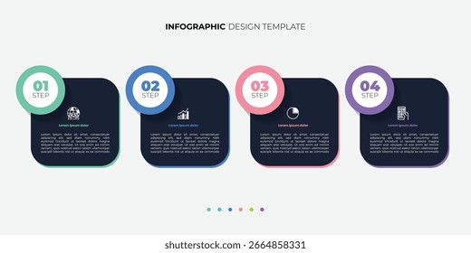 infographic 4 Step timeline journey, calendar Flat simple infographics design template. presentation graph. Business concept with 4 options