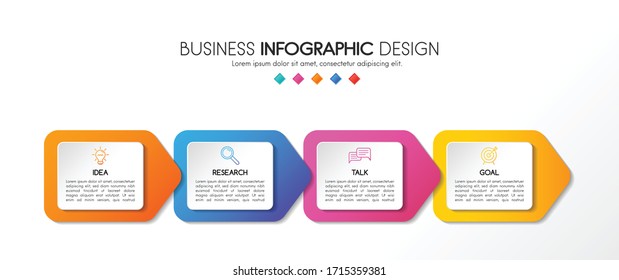 Infographic with 4 steps. Business diagram. Vector