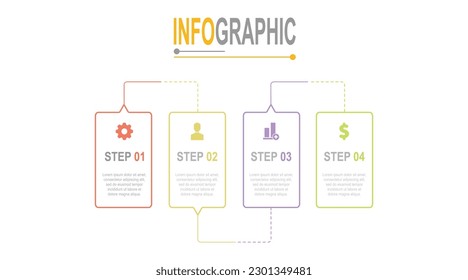 Infographic 4 steps Circular template business data info chart illustration