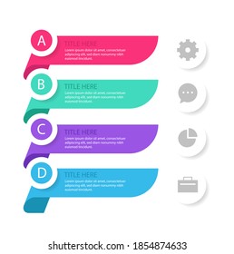 infografía con diseño de 4 pasos, Timeline 4 step, etiquetas Elemento infográfico vectorial, Ilustración vectorial plana EPS 10.