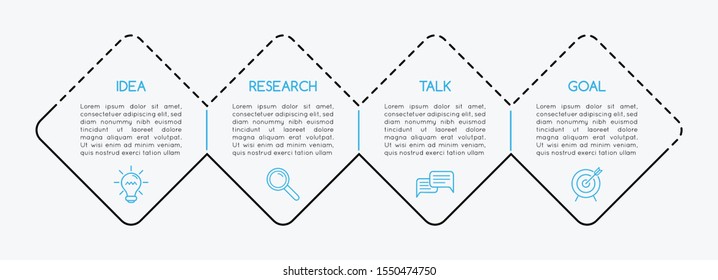 Infographic with 4 steps. Diagram. Vector