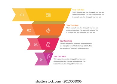 Infographic 4 steps modern sales funnel diagram vector image