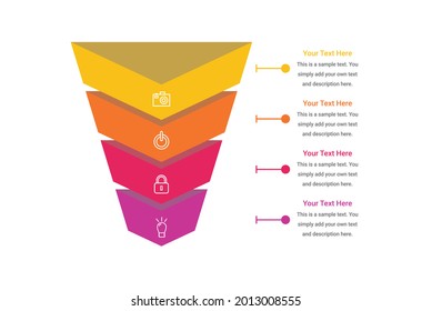 Infographic 4 steps modern sales funnel diagram vector image