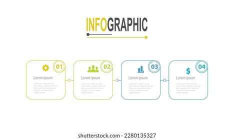 Infografik 4 Schritte Square Frame Vorlage Geschäftsdaten Illustration