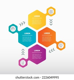 Infografía con 4 pasos de ciclo tecnológico o proceso educativo. Plantilla de gráfico Info con cuatro partes o procesos.