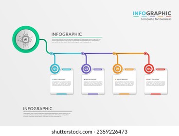 Infographic 4 Steps  template business.   presentation Concept Timeline diagram , vector 