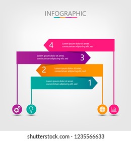 Infographic with 4 steps work flow banner for presentation or web