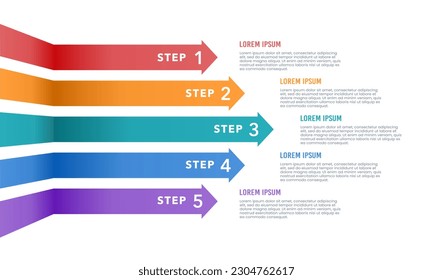 Infographic 5 arrow left side. Infographic 5 steps to success. Vector illustration.