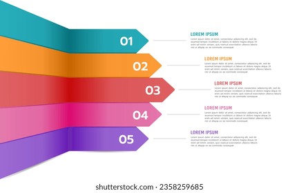 Infographic 5 arrows process to success template. Business presentation. Vector illustration.