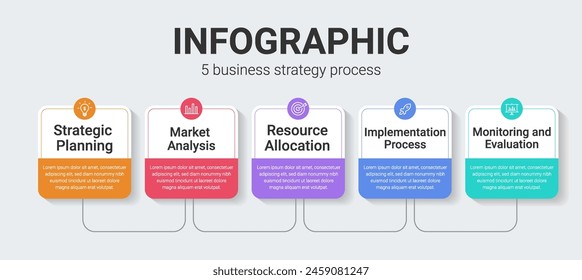 Infographic 5 business strategy process with icons. Modern 5 steps or options concept business infographic.