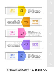 Infographic with 5 elements with arrows. Vector concept of five business options to choose from. Modern design for flowchart, timeline, web, graph, presentation
