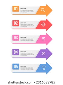 Infographic 5 labels arrows. Vector illustration.