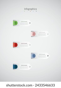 Infographic 5 options design elements for your business data. Vector Illustration.