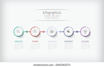 Infographic 5 options design elements for your business data. Vector Illustration.