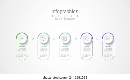 Infographic 5 options design elements for your business data. Vector Illustration.