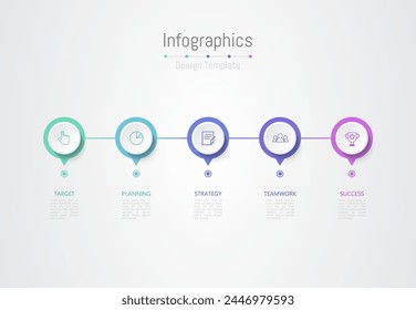 Infographic 5 options design elements for your business data. Vector Illustration.