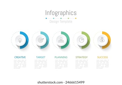 Infographic 5 options design elements for your business data. Vector Illustration.