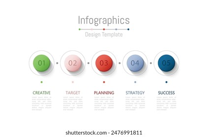 Infographic 5 options design elements for your business data. Vector Illustration.