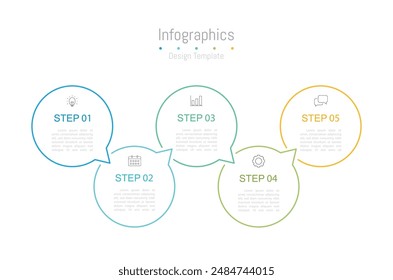 Infographic 5 options design elements for your business data. Vector Illustration.