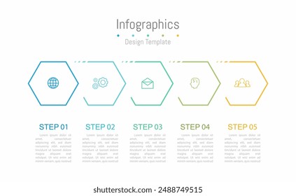 Infographic 5 options design elements for your business data. Vector Illustration.