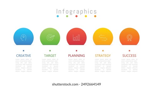 Infographic 5 options design elements for your business data. Vector Illustration.