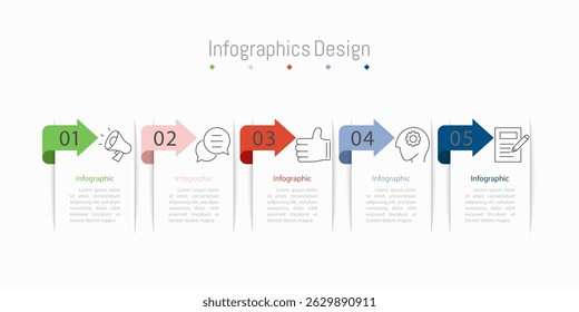 Infographic 5 options design elements for your business data. Vector Illustration.