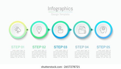 Infografía 5 Elementos de diseño de opciones para los datos de su negocio. Ilustración vectorial.
