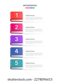 Opciones de Infografía 5 o pasos verticales. Ilustración vectorial.