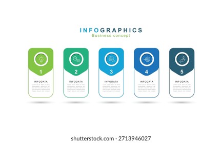 Infografik 5 Schritt, Kalender Flache einfache Infografik-Design-Vorlage. Präsentation Geschäftskonzept mit 5 Optionen, Vektorgrafik