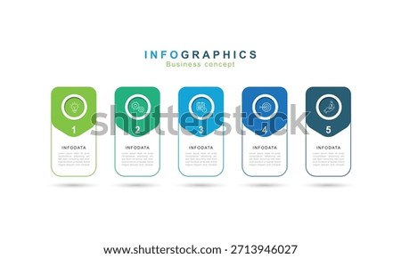 Infographic 5 Step, calendar Flat simple infographics design template. presentation Business concept with 5 options, vector illustration